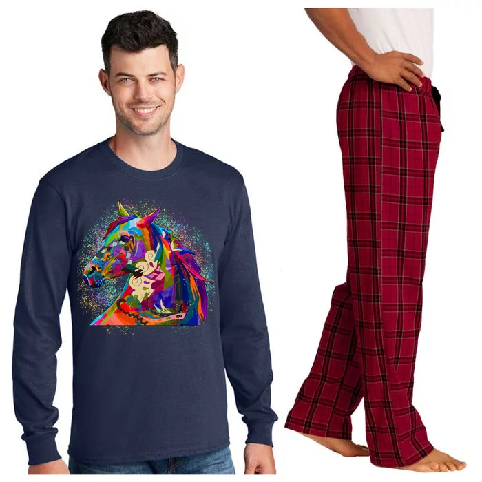 Colorful Horse Head Pattern Long Sleeve Pajama Set