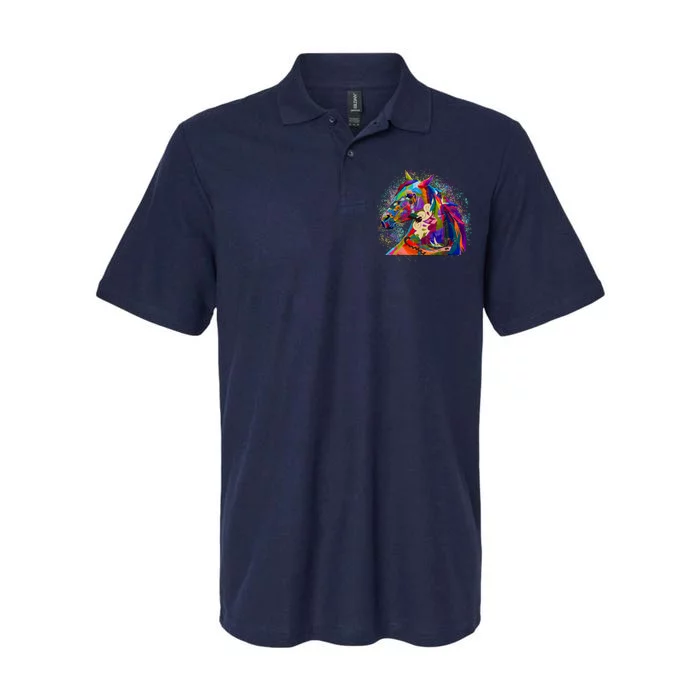 Colorful Horse Head Pattern Softstyle Adult Sport Polo