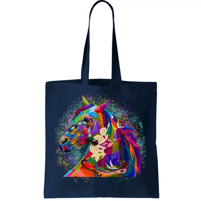 Colorful Horse Head Pattern Tote Bag