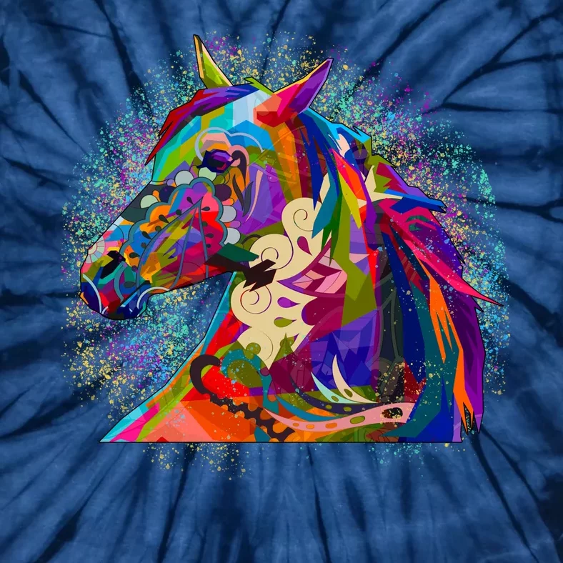 Colorful Horse Head Pattern Tie-Dye T-Shirt