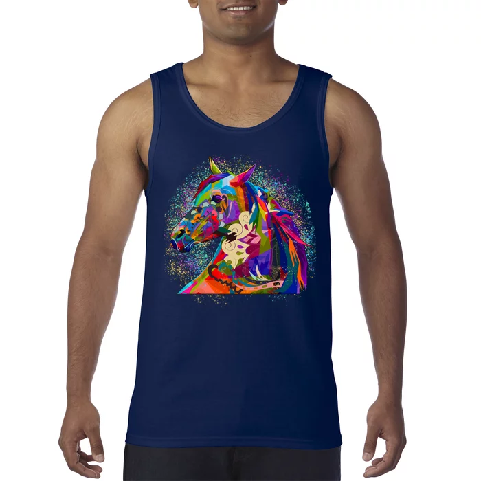 Colorful Horse Head Pattern Tank Top