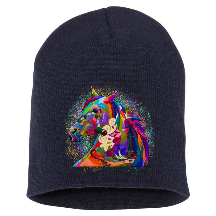 Colorful Horse Head Pattern Short Acrylic Beanie