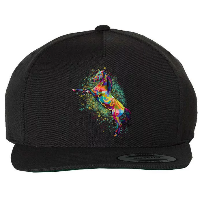 Colorful Horse Prancing Wool Snapback Cap