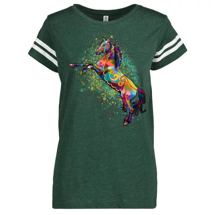 Colorful Horse Prancing Enza Ladies Jersey Football T-Shirt