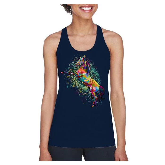 Colorful Horse Prancing Women's Racerback Tank