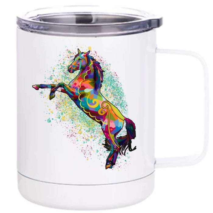 Colorful Horse Prancing Front & Back 12oz Stainless Steel Tumbler Cup