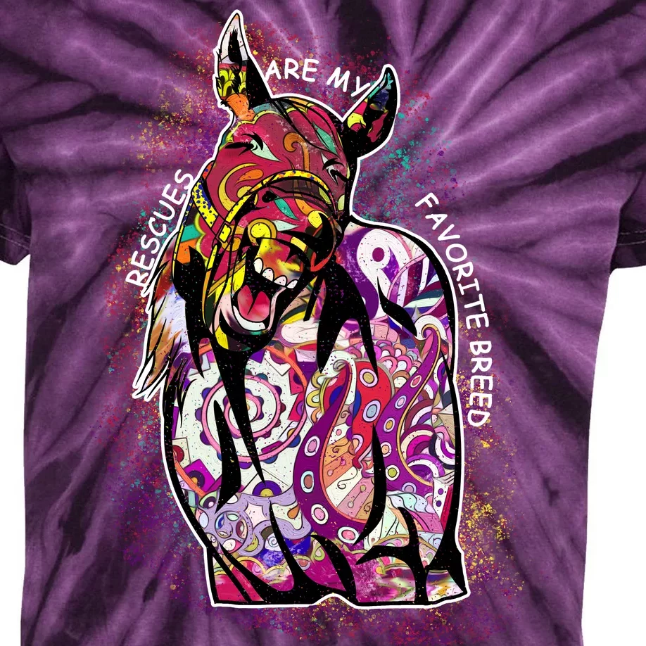 Colorful Horse Rescues Are My Favorite Breed Kids Tie-Dye T-Shirt