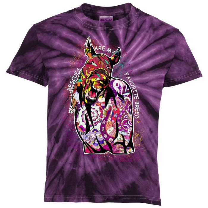 Colorful Horse Rescues Are My Favorite Breed Kids Tie-Dye T-Shirt