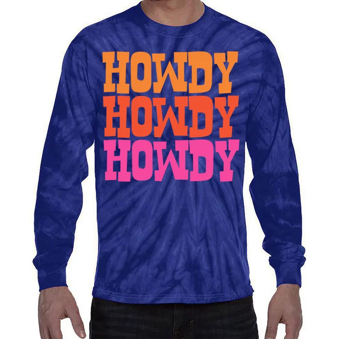 Colorful Howdy Retro Tie-Dye Long Sleeve Shirt