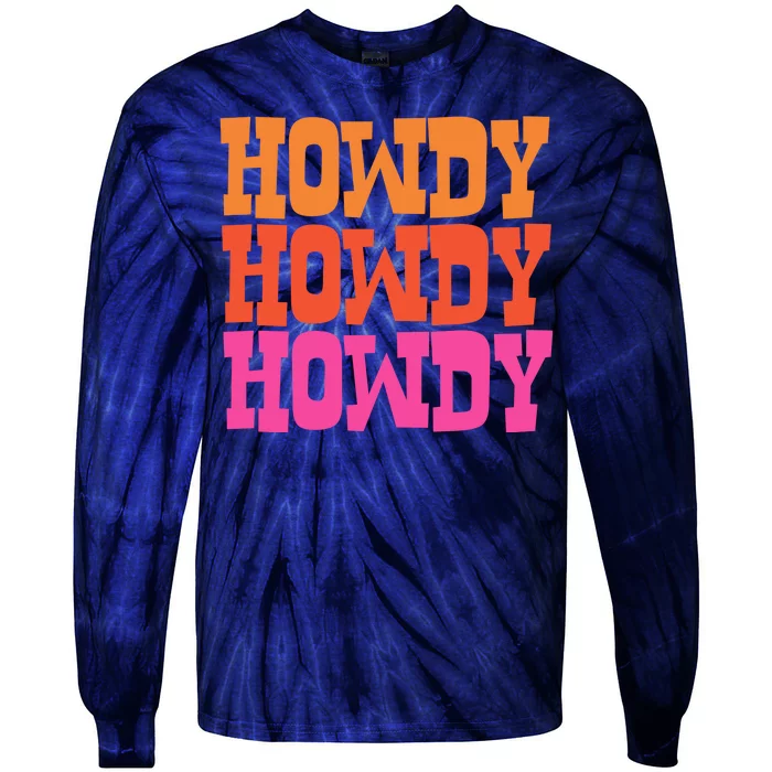 Colorful Howdy Retro Tie-Dye Long Sleeve Shirt