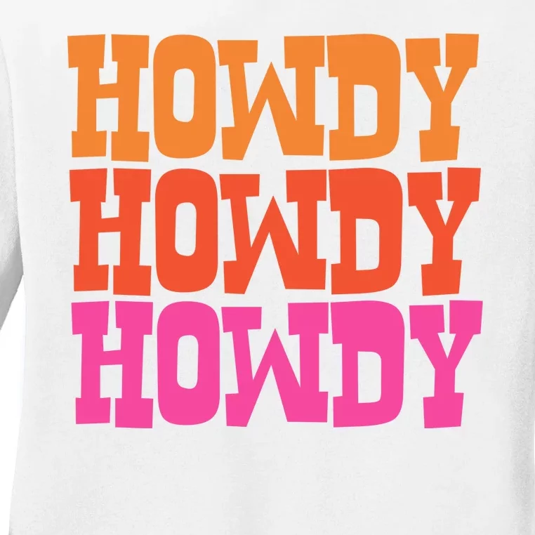 Colorful Howdy Retro Ladies Long Sleeve Shirt