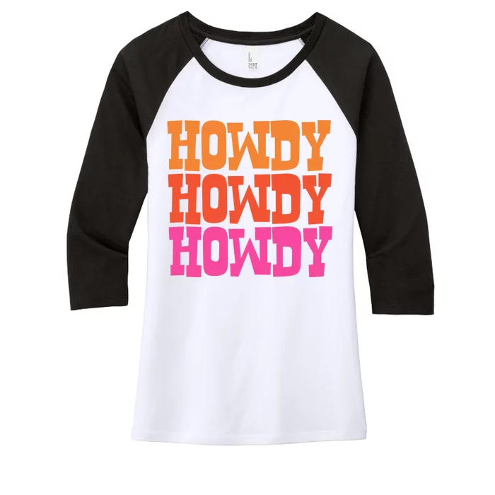 Colorful Howdy Retro Women's Tri-Blend 3/4-Sleeve Raglan Shirt