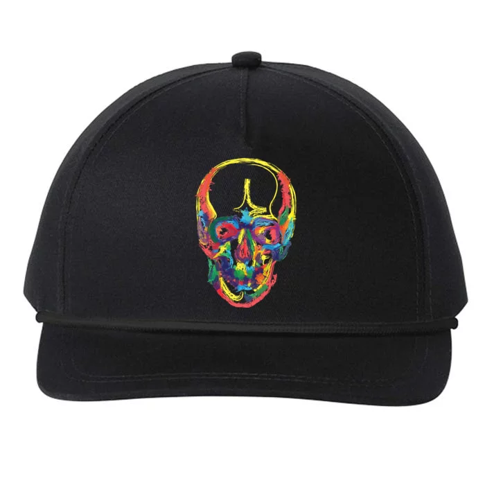 Colorful Human Splatter Skull Snapback Five-Panel Rope Hat