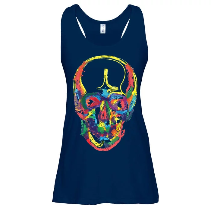 Colorful Human Splatter Skull Ladies Essential Flowy Tank