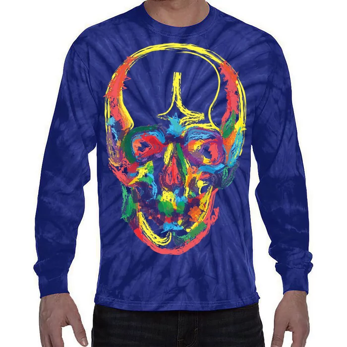 Colorful Human Splatter Skull Tie-Dye Long Sleeve Shirt