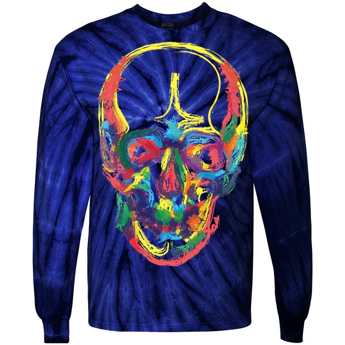 Colorful Human Splatter Skull Tie-Dye Long Sleeve Shirt