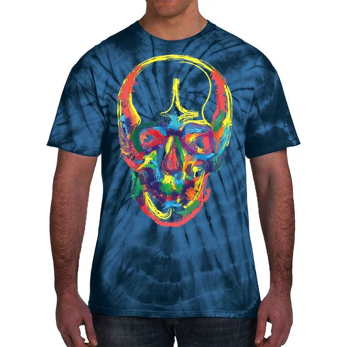 Colorful Human Splatter Skull Tie-Dye T-Shirt