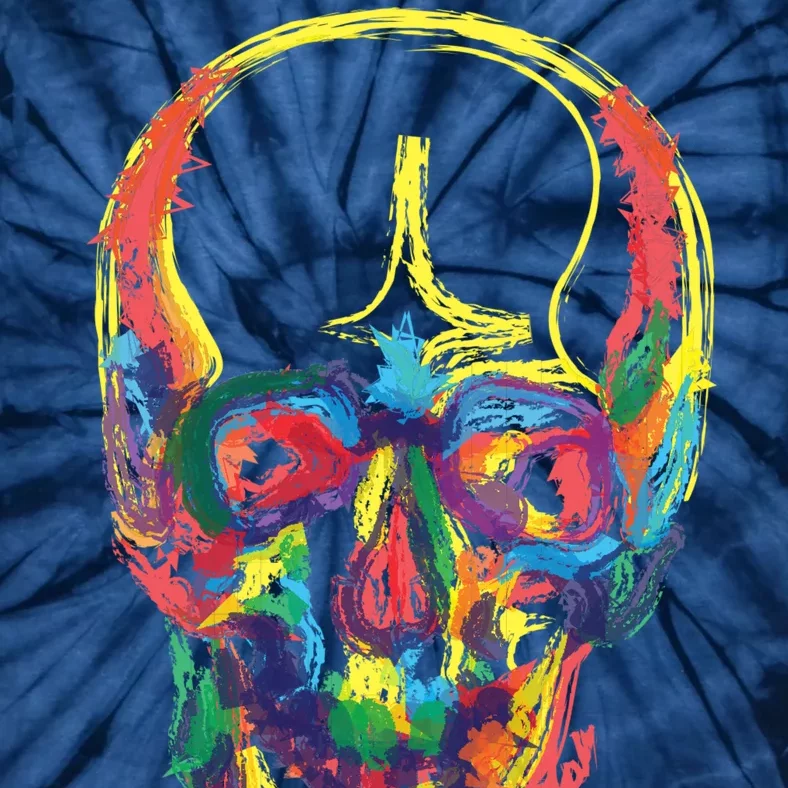 Colorful Human Splatter Skull Tie-Dye T-Shirt