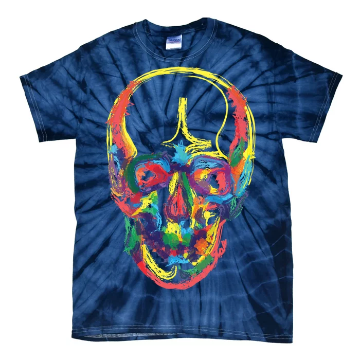 Colorful Human Splatter Skull Tie-Dye T-Shirt