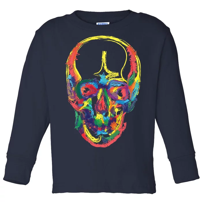 Colorful Human Splatter Skull Toddler Long Sleeve Shirt