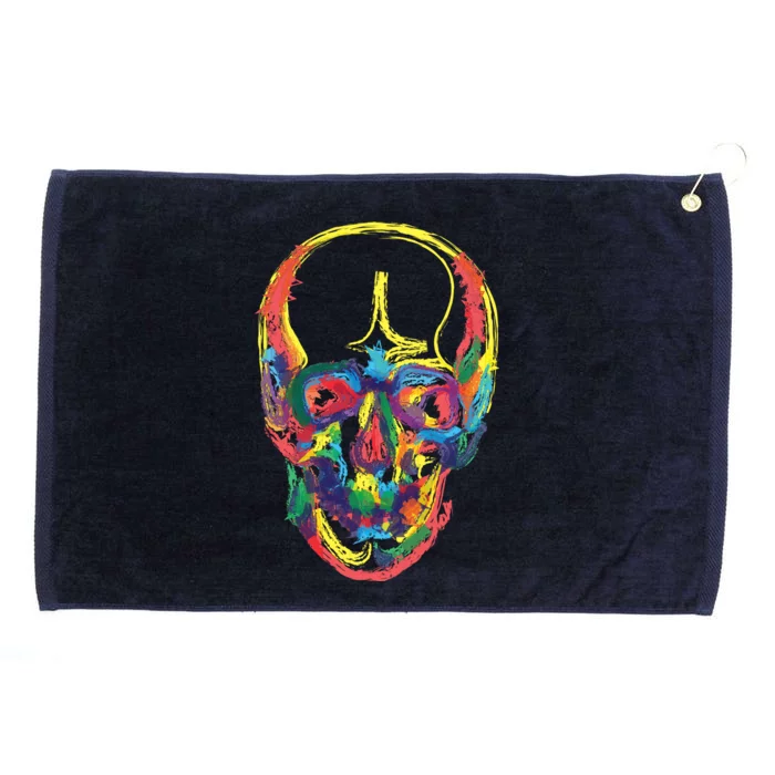 Colorful Human Splatter Skull Grommeted Golf Towel