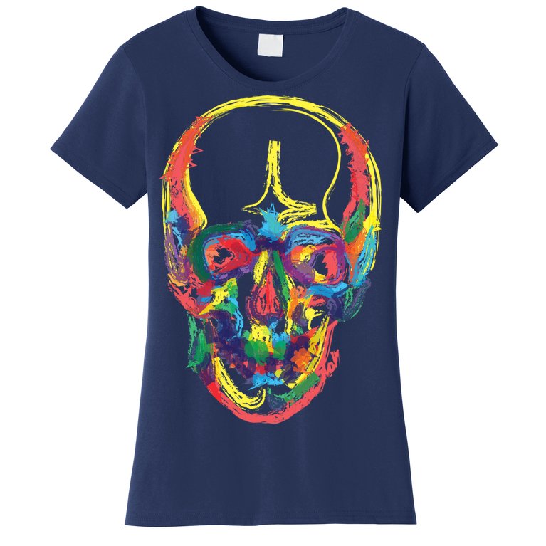 Colorful Human Splatter Skull Women's T-Shirt