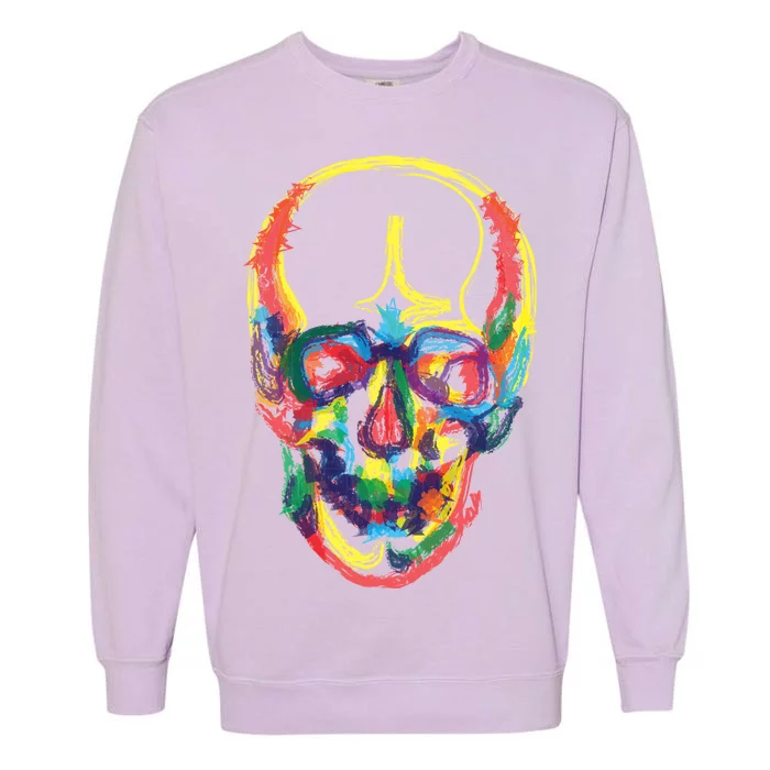 Colorful Human Splatter Skull Garment-Dyed Sweatshirt