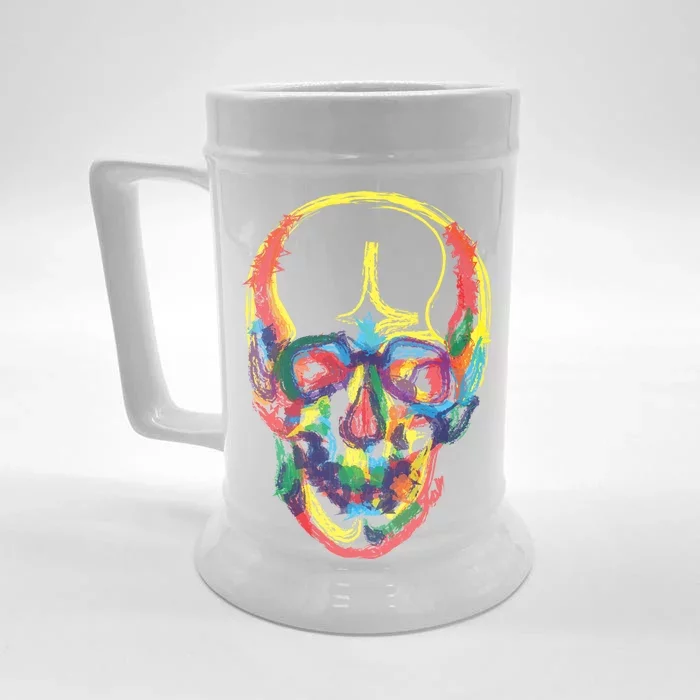 Colorful Human Splatter Skull Front & Back Beer Stein