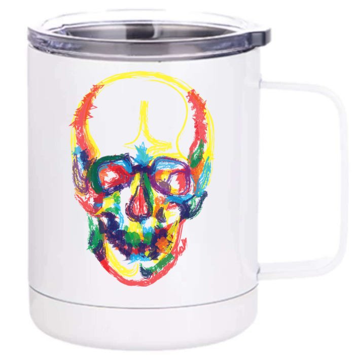 Colorful Human Splatter Skull Front & Back 12oz Stainless Steel Tumbler Cup