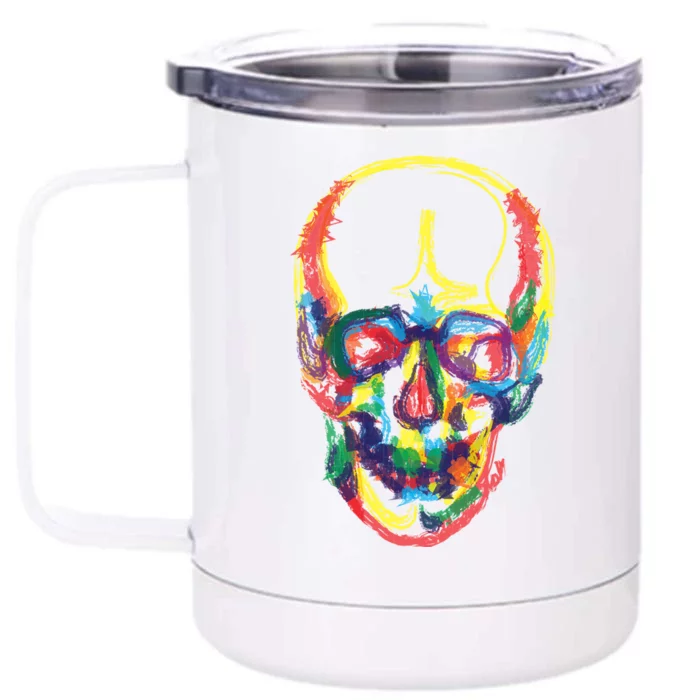 Colorful Human Splatter Skull Front & Back 12oz Stainless Steel Tumbler Cup