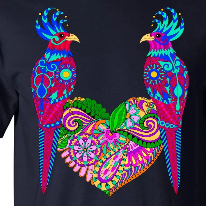 Colorful Jungle Birds Abstract Heart Tall T-Shirt