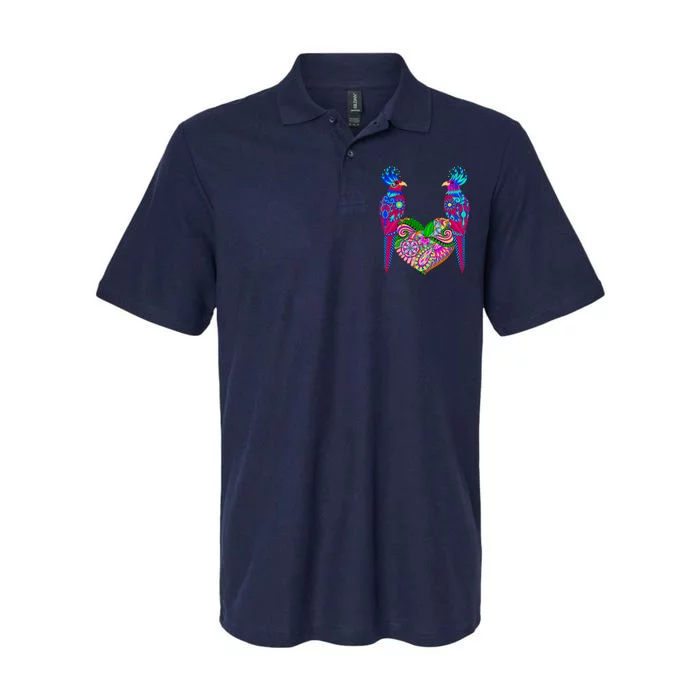 Colorful Jungle Birds Abstract Heart Softstyle Adult Sport Polo