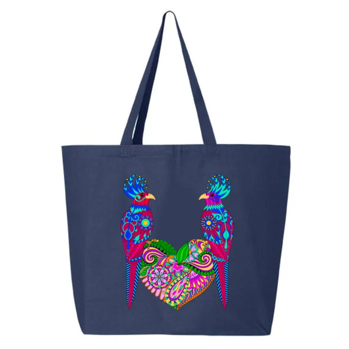 Colorful Jungle Birds Abstract Heart 25L Jumbo Tote