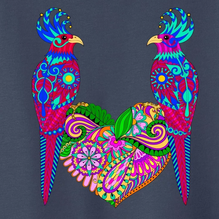 Colorful Jungle Birds Abstract Heart Toddler T-Shirt