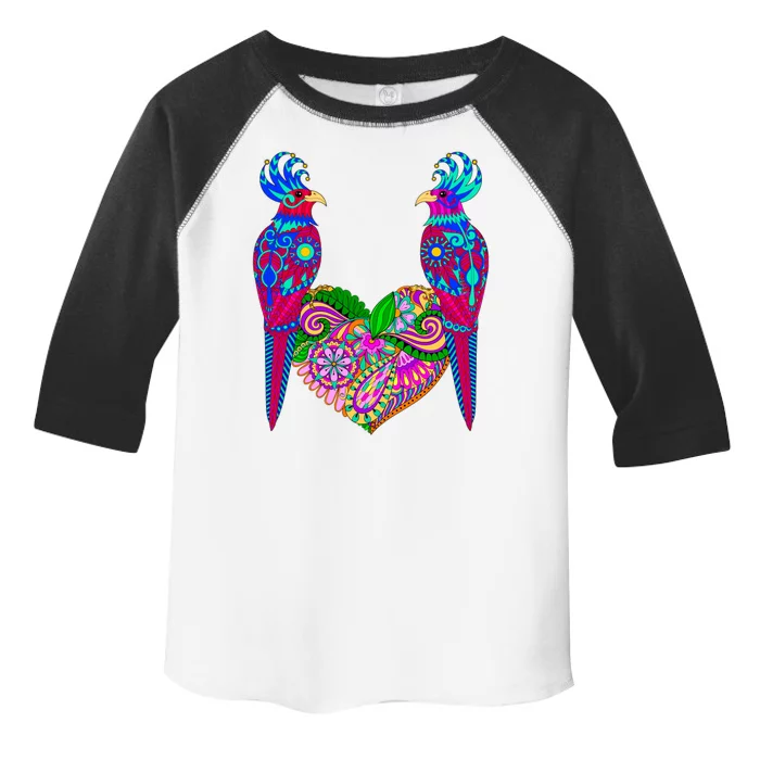 Colorful Jungle Birds Abstract Heart Toddler Fine Jersey T-Shirt