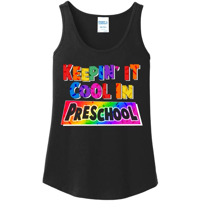 Colorful Keepin' It Cool In Preschool Ladies Essential Tank