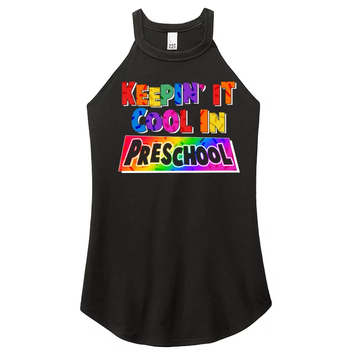 Colorful Keepin' It Cool In Preschool Women’s Perfect Tri Rocker Tank