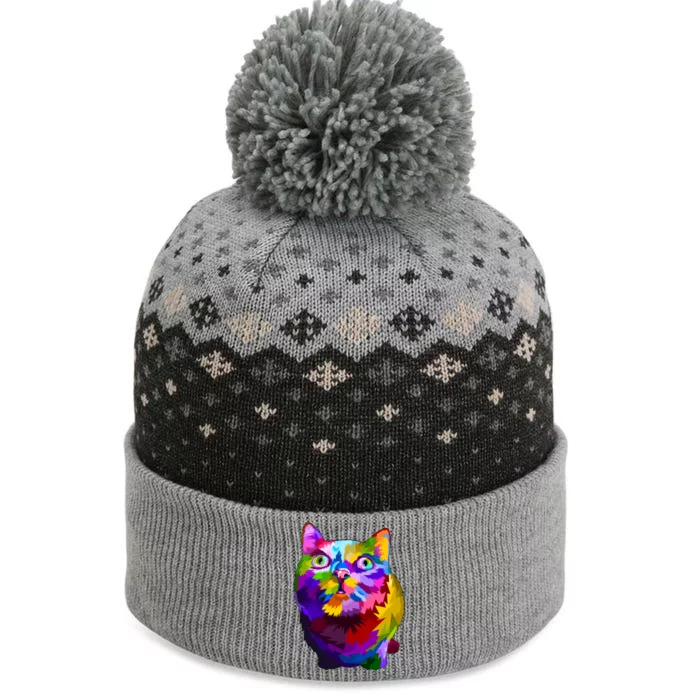 Colorful Kitten Nose Boop The Baniff Cuffed Pom Beanie