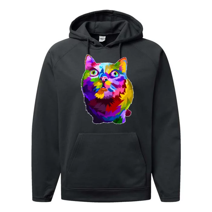 Colorful Kitten Nose Boop Performance Fleece Hoodie