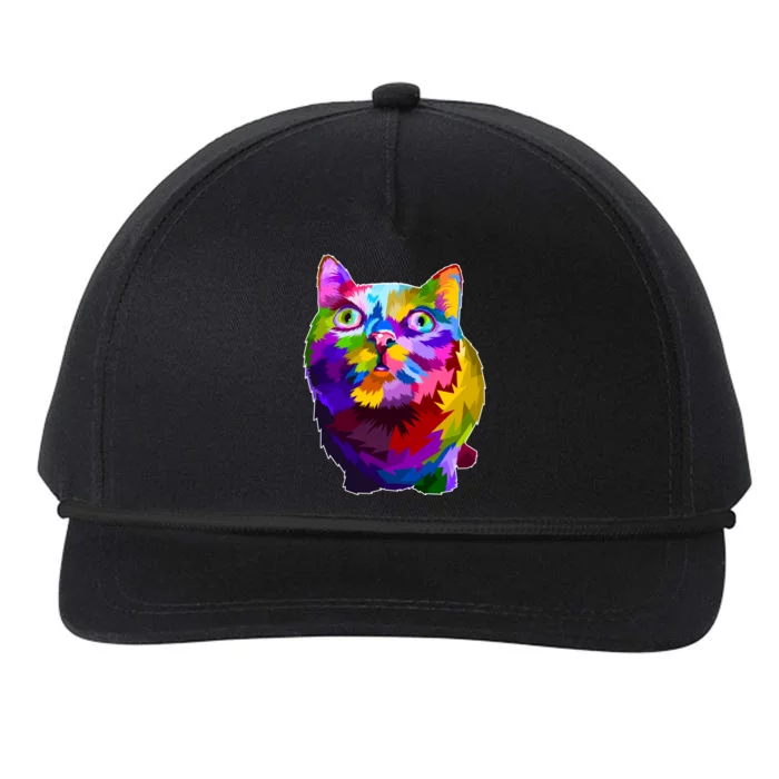 Colorful Kitten Nose Boop Snapback Five-Panel Rope Hat