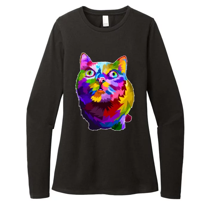 Colorful Kitten Nose Boop Womens CVC Long Sleeve Shirt