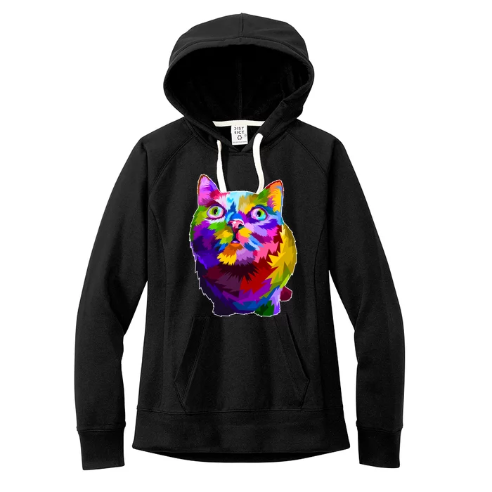 Colorful Kitten Nose Boop Women's Fleece Hoodie