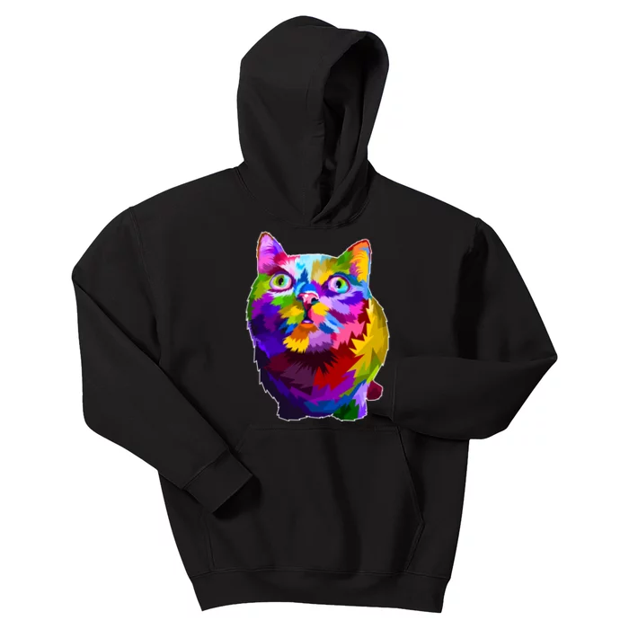 Colorful Kitten Nose Boop Kids Hoodie