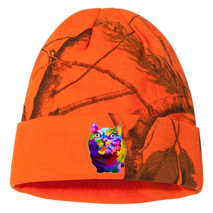 Colorful Kitten Nose Boop Kati - 12in Camo Beanie