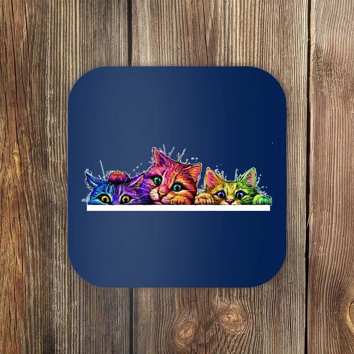 Colorful Kittens Trio Peaking Coaster