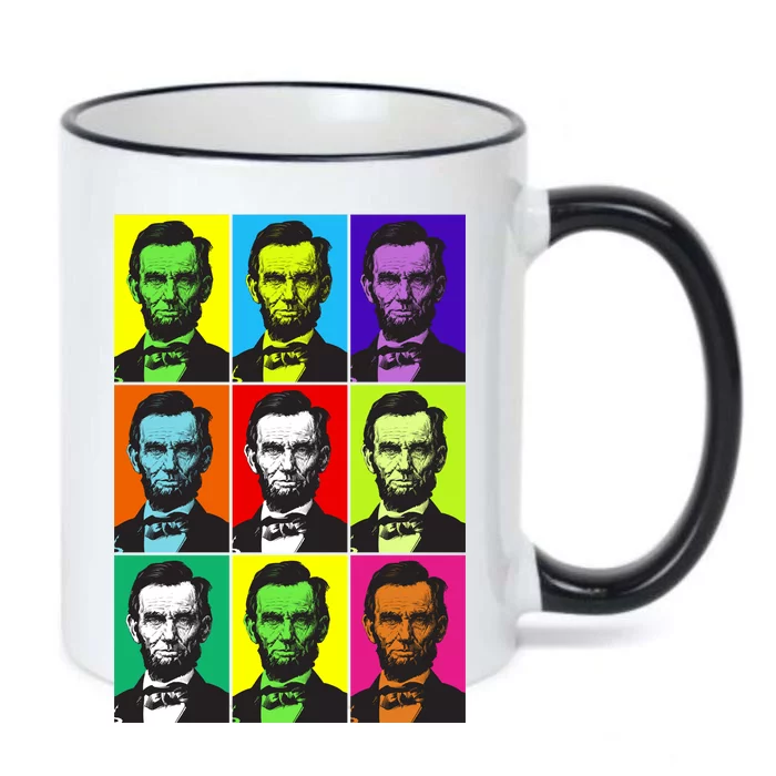 Colorful Lincoln Retro Portraits Black Color Changing Mug