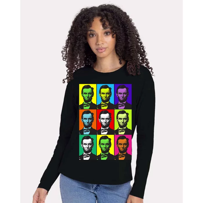 Colorful Lincoln Retro Portraits Womens Cotton Relaxed Long Sleeve T-Shirt