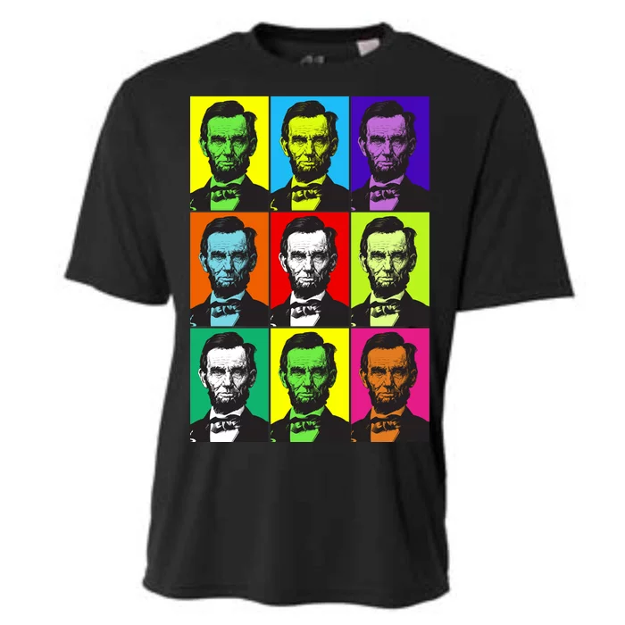 Colorful Lincoln Retro Portraits Cooling Performance Crew T-Shirt