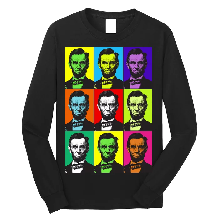 Colorful Lincoln Retro Portraits Long Sleeve Shirt