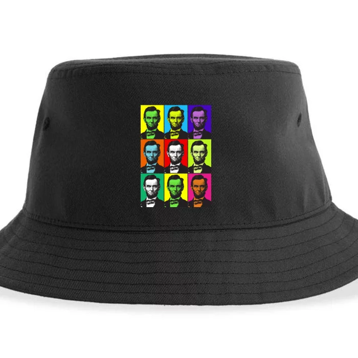 Colorful Lincoln Retro Portraits Sustainable Bucket Hat